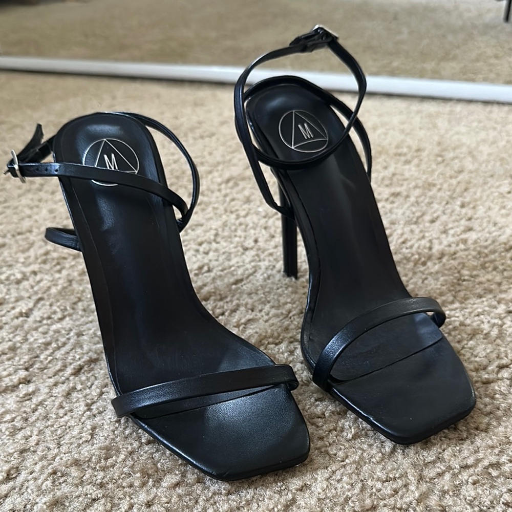 Missguided Black Heels with Sleek Stiletto and Ankle Strap